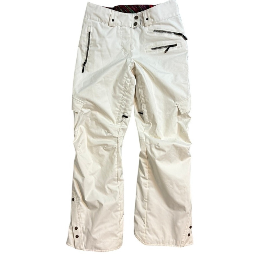 Obermeyer Womens White Cargo Ski Snow Pants Size 6 Insulated Winter Outdoor
